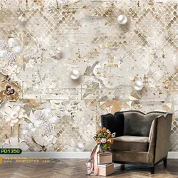 پوستر دیواری گل و توپ سفید سه بعدی-کدpd1350