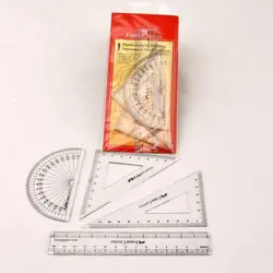 ست رسم ریاضی ( 2گونیا - 1 نقاله - 1 خط کش ) فابر - فروشگاه اینترنتی لوازم تحریر گلزار