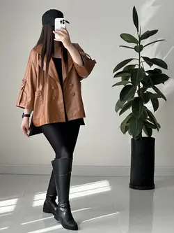 کت چرم یقه BB