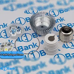 قاب خام هالوژن 3 وات با پی سی بی و لنز یکپارچه دنباله سرپیچ e27