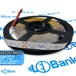 LED زرد نواری تراکم 60 12V عرض 8 میلیمتر چیپست 2835 رول 5 متری