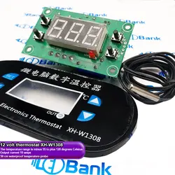 ترموستات دما دیجیتال 12 ولت قاب دار مدل xh-w1308