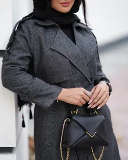 کد 838 پالتو جناقی یقه e  شنل دار