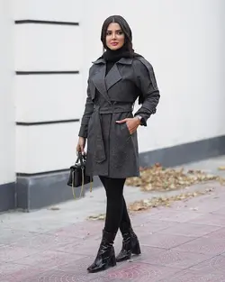 کد 838 پالتو جناقی یقه e  شنل دار