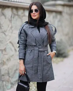 کد 838 پالتو جناقی یقه e  شنل دار