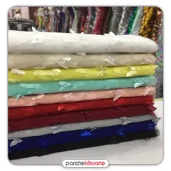 پارچه تور پروانه برجسته نگین دار