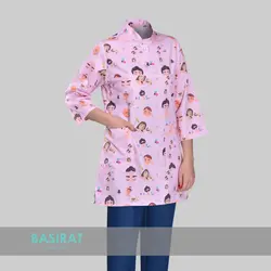 روپوش و شلوار پزشکی یقه دار طرح زیبایی صورتی زنانه (اسکراب)