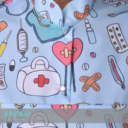 روپوش پزشکی یقه دارطرح چسب زخم زنانه (تک)