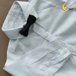 پیراهن زیردکمه با پاپیون سفید نوزادی پسرانه