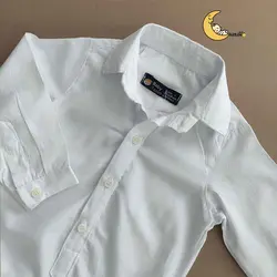 پیراهن زیردکمه با پاپیون سفید نوزادی پسرانه