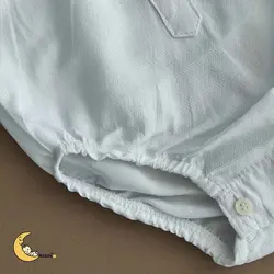 پیراهن زیردکمه با پاپیون سفید نوزادی پسرانه