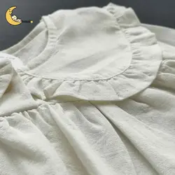 شومیز لینن دخترانه یقه چین دار سفید