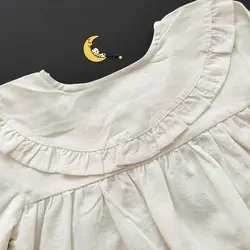 شومیز لینن دخترانه یقه چین دار سفید