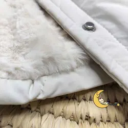 کاپشن دخترانه شیری زمستانی با یقه خز