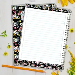 دفتر 60 برگ سیمی طلقی حاشیه دار طرح گل 7696 | فروشگاه اینترنتی دفتران