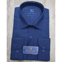 پیراهن سرمه ای خط رنگی