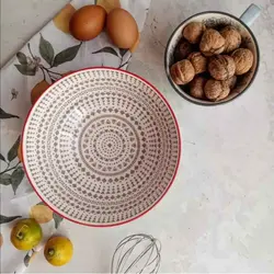 کاسه سالاد سرامیکی رنگی گل برجسته (220267)