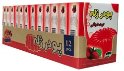 پودر ژله توت فرنگی سبزنام-100گرم مجموعه 12 عددی