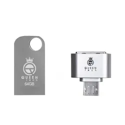 فلش مموری 64 گیگ کوئین +QUEEN TECH CELL (به همراه OTG)