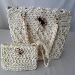 ست کیف مکرومه مدل لوزی