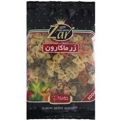ماکارونی پروانه ای با طعم سبزیجات زر ماکارون مقدار 500 گرم - خرید در منزل