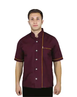 روپوش رستورانی مردانه آستین کوتاه پارچه ترگال مدل هومن