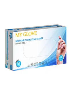 دستکش وینیل بدون پودر سایز M برند MY GLOVE