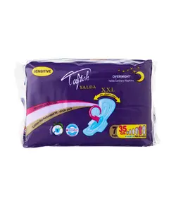 نوار بهداشتی بالدار یلدا ویژه شب کتانی تافته سایز XXL بسته 7 عددی