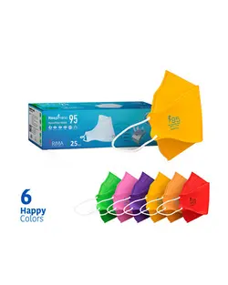 ماسک سه بعدی نانو مدل فیش سایز بزرگ N95 طرح رنگین کمان بسته ۲۵ عددی