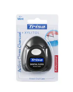 نخ بین دندانی ذغال فعال Trisa مدل Active Clean Charcoal