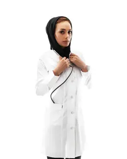 روپوش پزشکی زنانه مدل صدف پارچه ترگال کجراه