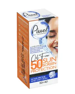 کرم ضد آفتاب بدون رنگ پیکسل مناسب پوست چرب و جوشدار حجم 50 میلی لیتر