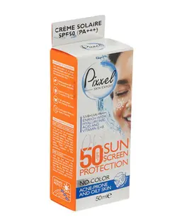 کرم ضد آفتاب بدون رنگ پیکسل مناسب پوست چرب و جوشدار حجم 50 میلی لیتر