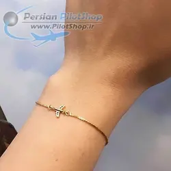 دستبند استیل با طرح هواپیما سنگ کاری