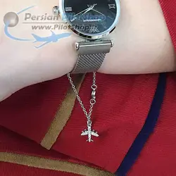 آويز ساعت در دو رنگ طلايي و نقره اى