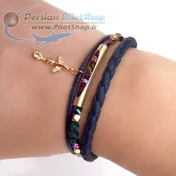 دستبند بافتی و فلزی بهمراه آویز هواپیما