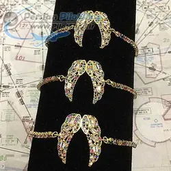 دستبند فلزی با طرح وینگ سنگ کاری - طرح 1