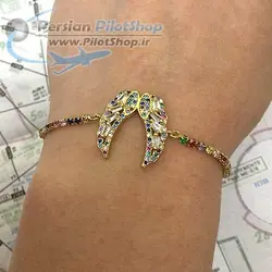 دستبند فلزی با طرح وینگ سنگ کاری - طرح 1