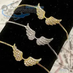 دستبند فلزی با طرح وینگ سنگ کاری - طرح 2