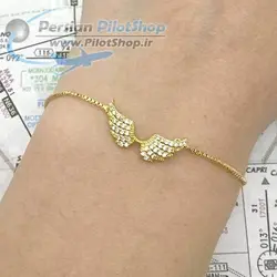 دستبند فلزی با طرح وینگ سنگ کاری - طرح 2