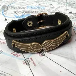 دسبند چرمی با پلاک وینگ - طرح 1