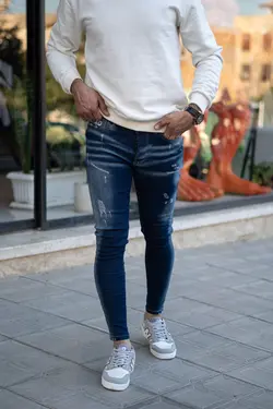 شلوار جین مردانه مدل رنگ پاشیده - پوشاک سجاد کمرون