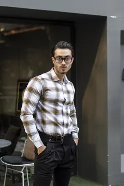 پیراهن چهارخونه مردانه مدل پولو - پوشاک سجاد کمرون