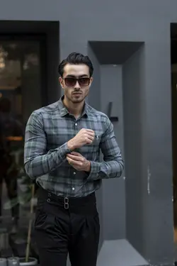 پیراهن چهارخونه مردانه مدل پولو - پوشاک سجاد کمرون