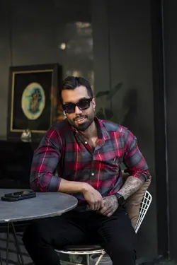 پیراهن چهارخونه مردانه مدل پولو - پوشاک سجاد کمرون