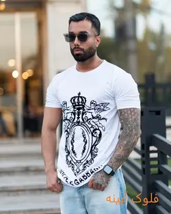 تیشرت سفید طرح دار کد ۲۰65 - پوشاک سجاد کمرون