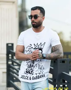 تیشرت سفید طرح دار کد ۲۰65 - پوشاک سجاد کمرون