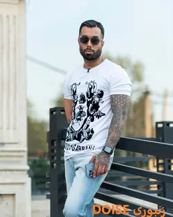 تیشرت سفید طرح دار کد ۲۰65 - پوشاک سجاد کمرون