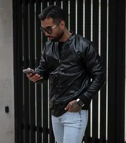 کاپشن چرم ساده کد7036 - پوشاک سجاد کمرون