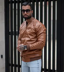 کاپشن چرم ساده کد7036 - پوشاک سجاد کمرون